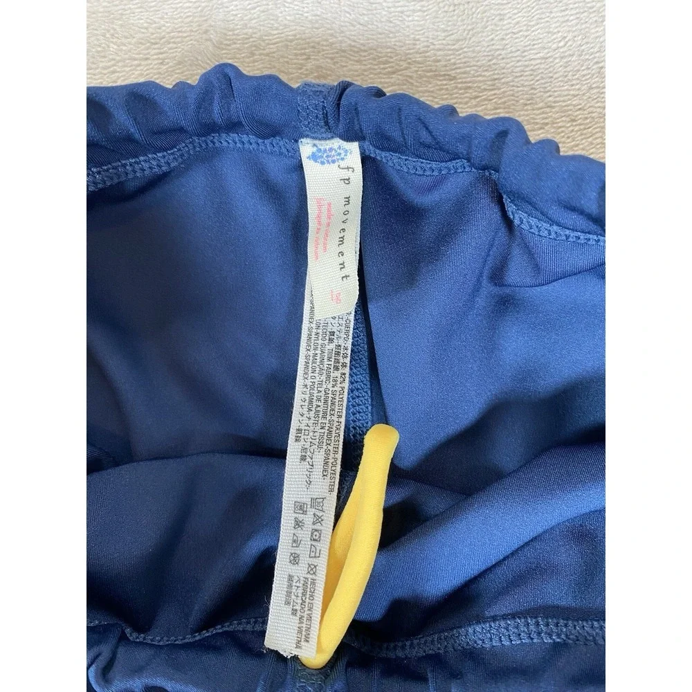 Free People Pants L Movement Blue Yellow Striped PullOn Ankle Zip Athletic NEW
